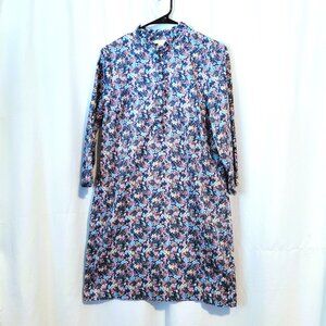 Boden Womens Size 10 Dolores Button Up Shift Dress Floral Blue Enchanting Forest